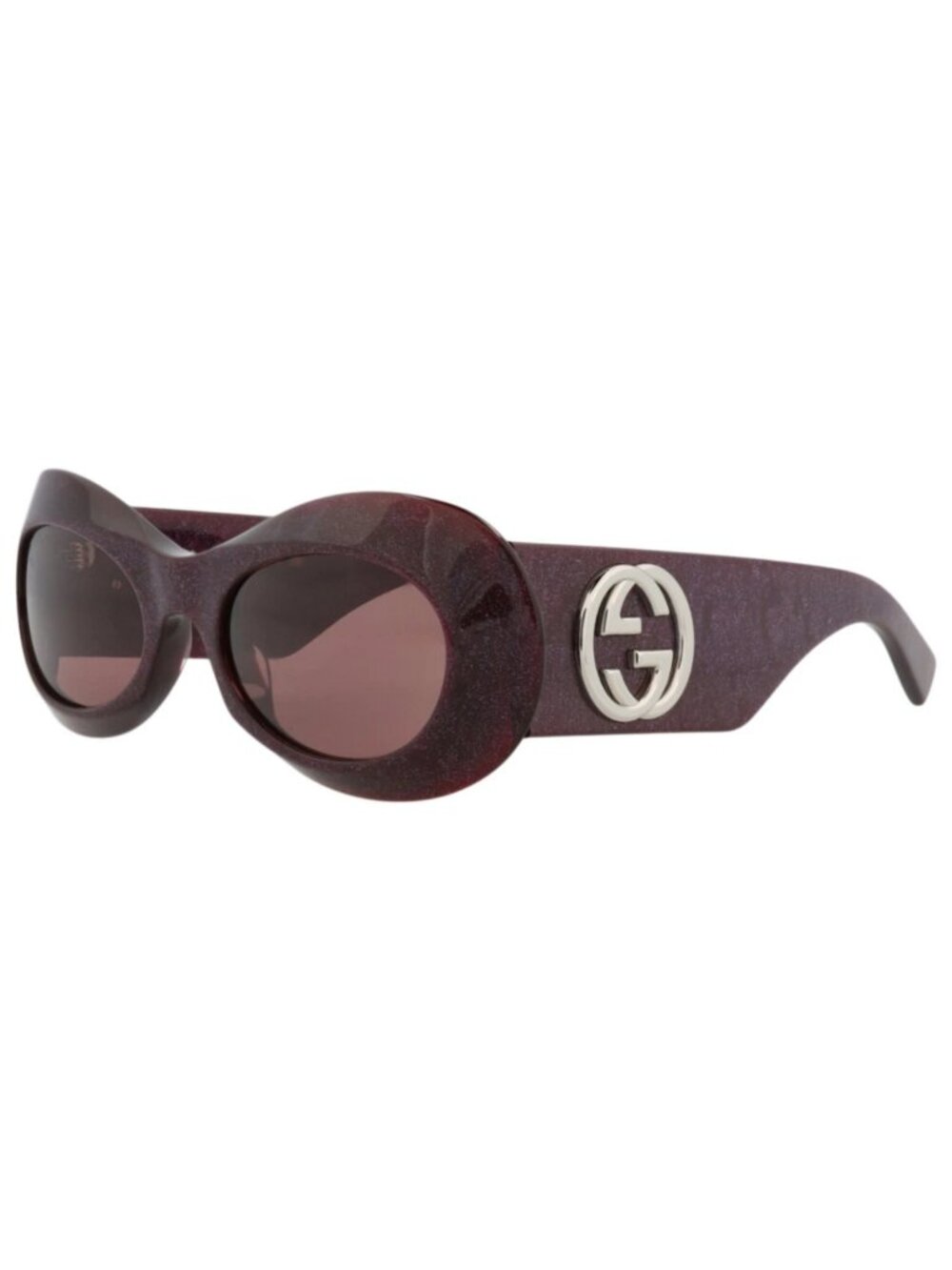New Gucci Women's Sunglasses Round Oval Recycled Acetate Frame Violet Violet